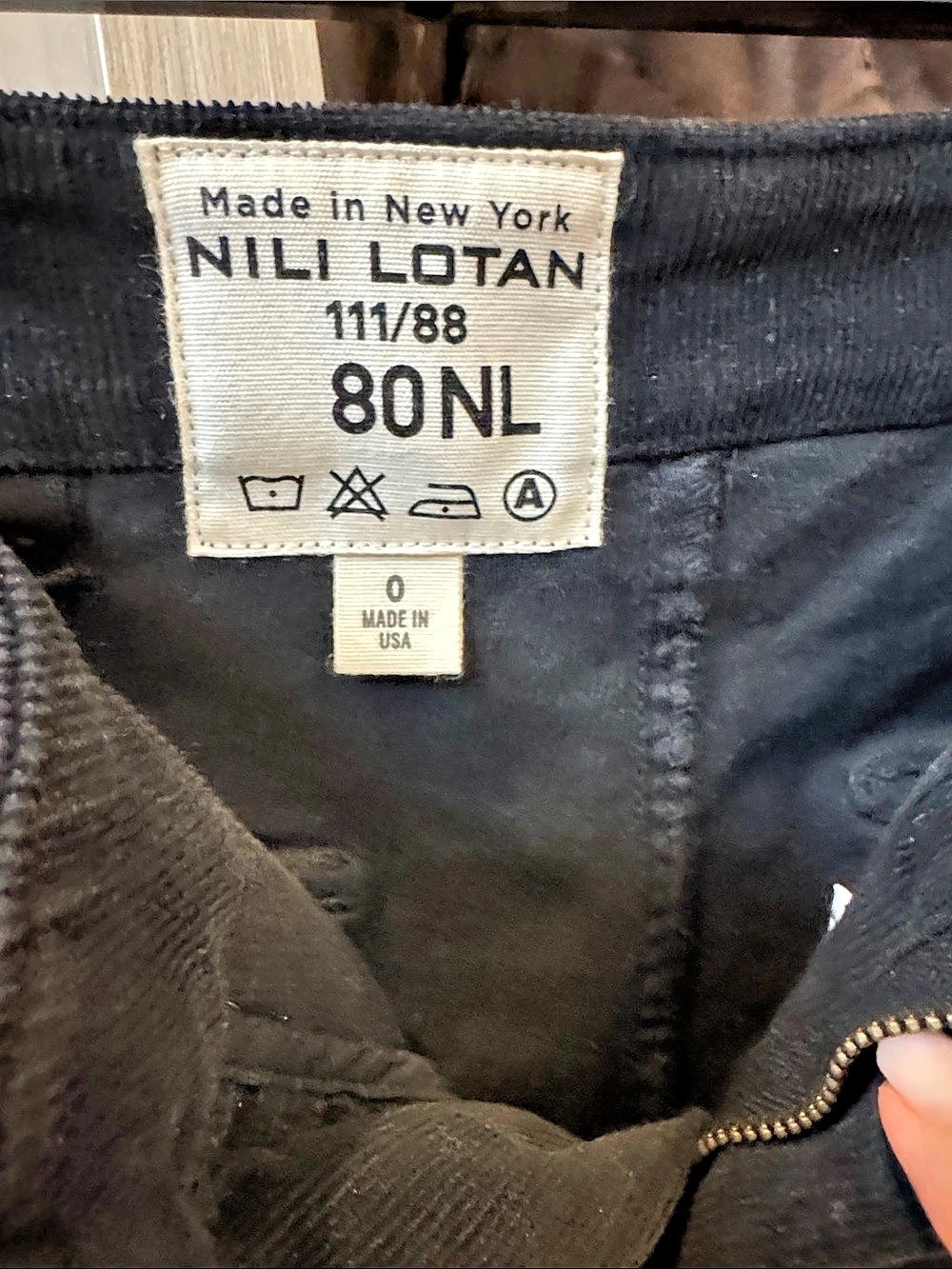 Nili Lotan Jenna Corduroy Pants Black Waist 0